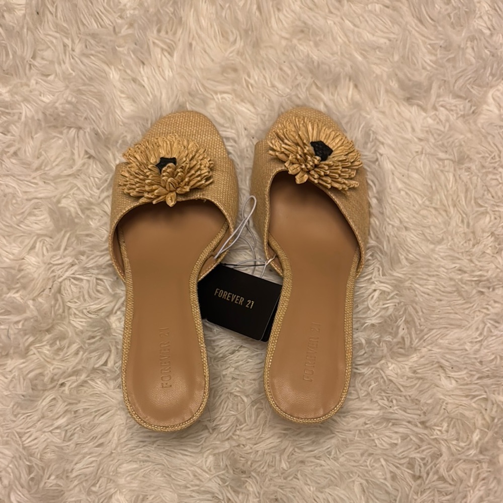 Forever 21 Tan Mules with Tassel Detail
